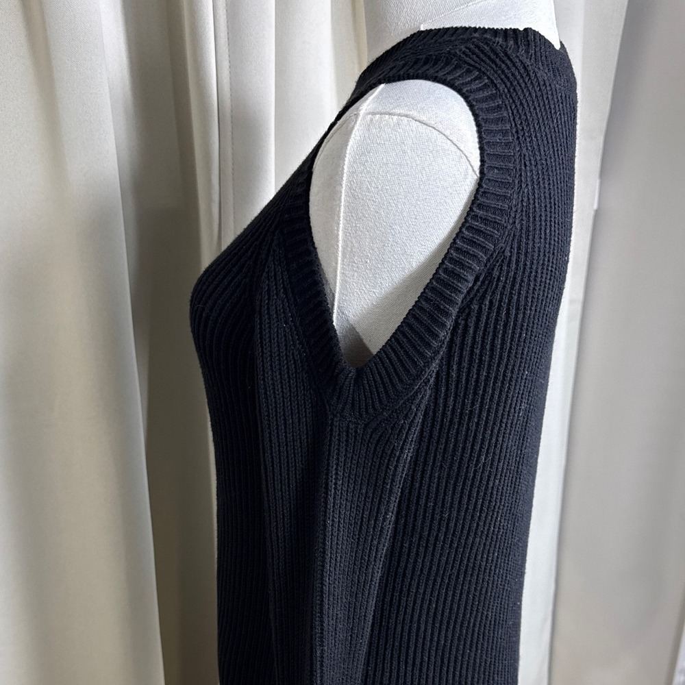 AllSaints Pepper Jumper Black Cold Shoulder Ribbed Knit Cotton Sweater XS - Picture 2 of 7